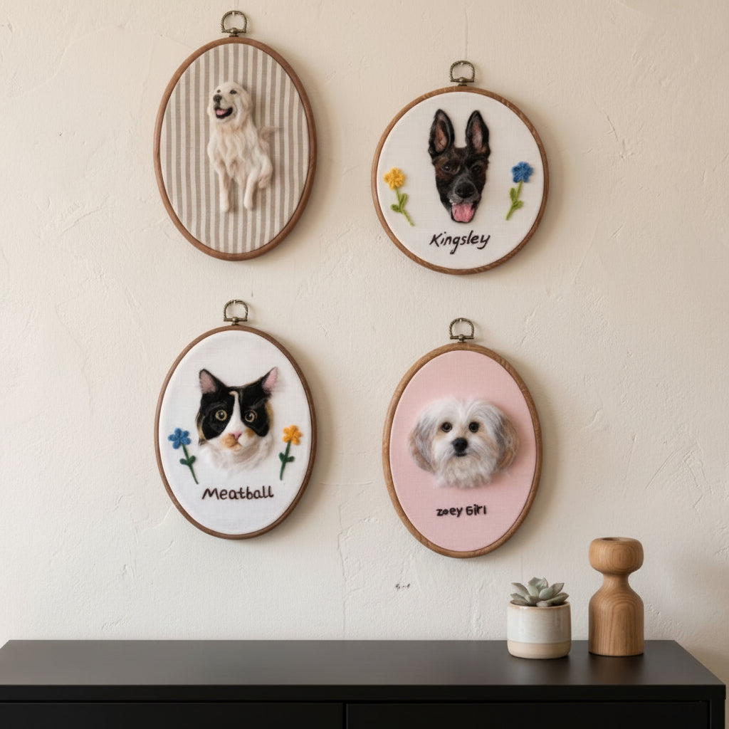 Custom Needle Felted Pet Portrait Handmade Sculpture Art Decor
