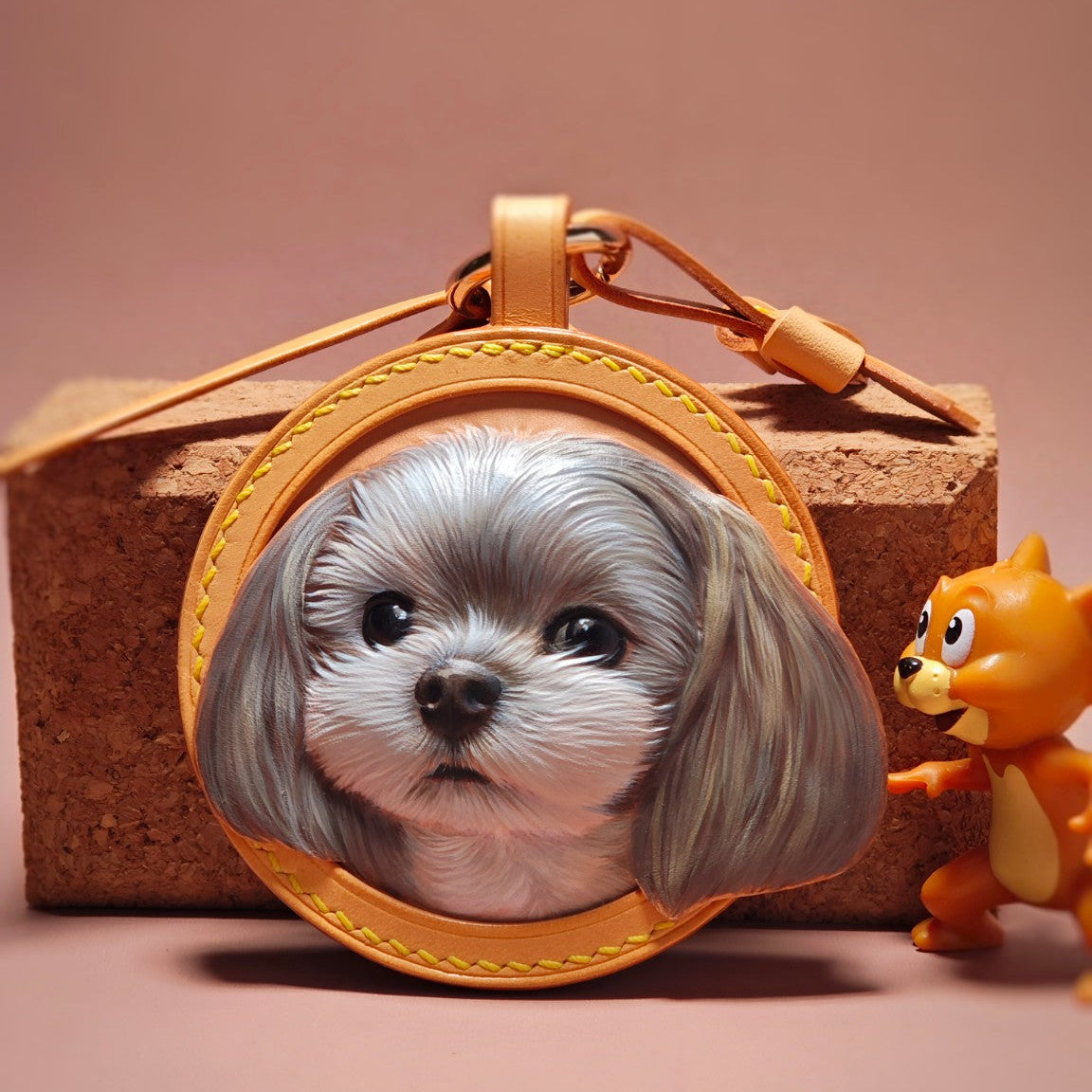 Handmade Leather Pet Face Keychain From Photos