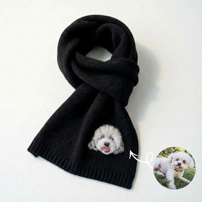 Handmade Pet Portrait Wool Scarf - Needle Wool Felted