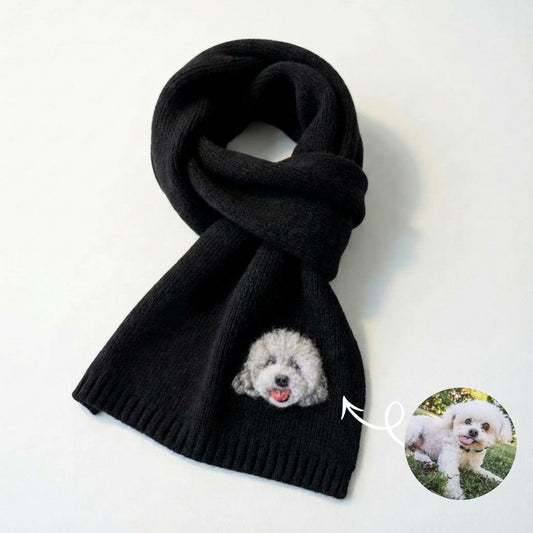 Handmade Pet Portrait Wool Scarf - Needle Wool Felted