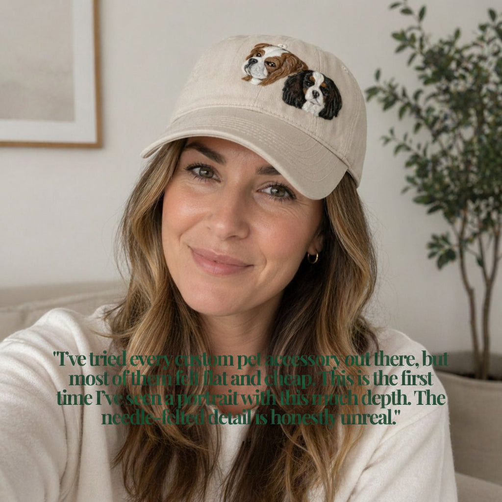 Handmade Customized Pet Portrait Classic Ball Cap - Needle Wool felted Hat