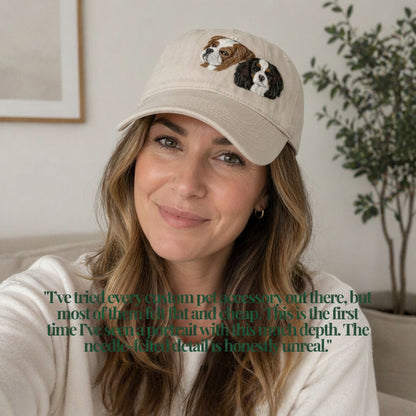 Handmade Customized Pet Portrait Classic Ball Cap - Needle Wool felted Hat