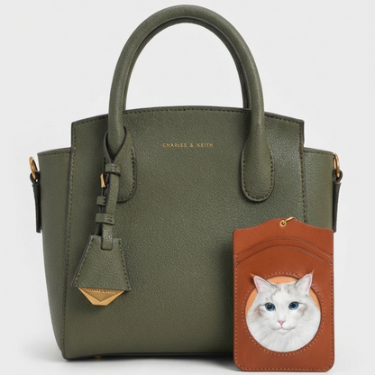 Custom Handcrafted Leather Pet Portrait Card Holder