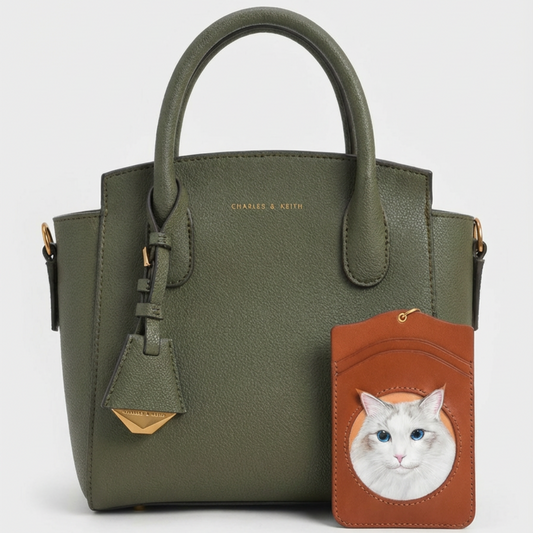 Custom Handcrafted Leather Pet Portrait Card Holder