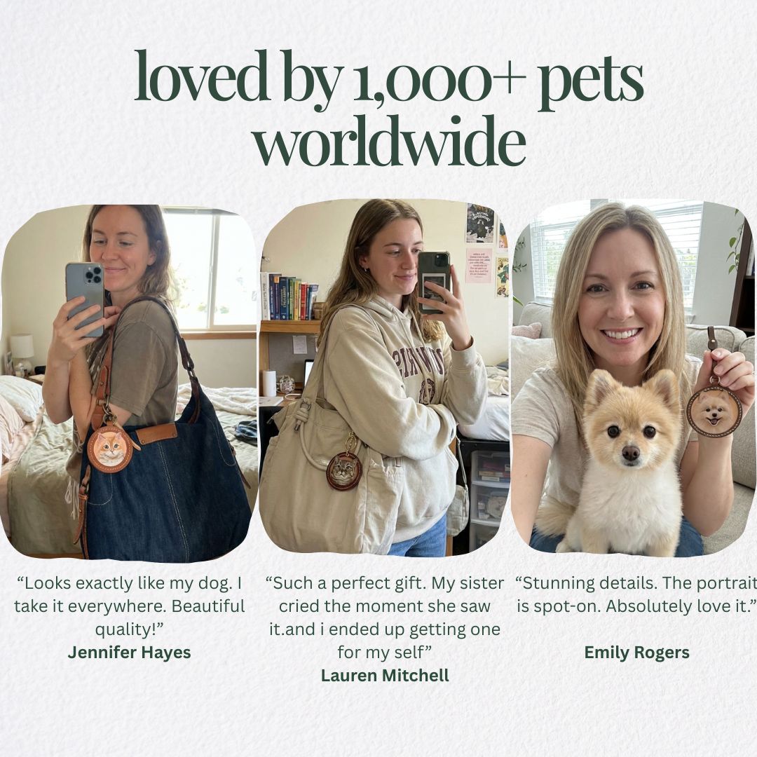 Handmade Leather Pet Face Keychain From Photos