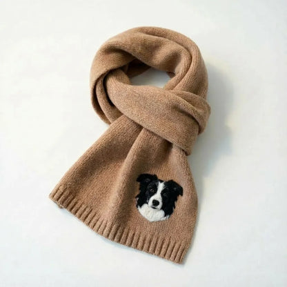 Handmade Pet Portrait Wool Scarf - Needle Wool Felted