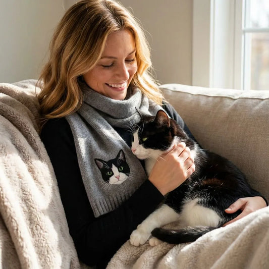 Handmade Pet Portrait Wool Scarf - Needle Wool Felted