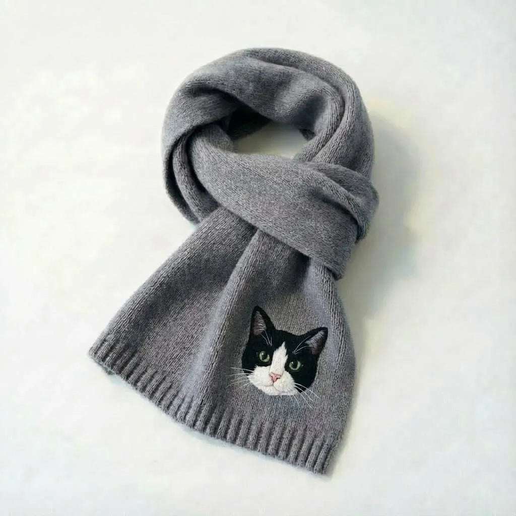 Handmade Pet Portrait Wool Scarf - Needle Wool Felted