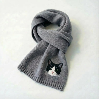 Handmade Pet Portrait Wool Scarf - Needle Wool Felted